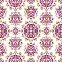 círculo étnico amarelo-roxo colorido flor forma aleatória sem costura de fundo. uso para tecido, têxtil, elementos de decoração de interiores, estofados, embrulhos. vetor