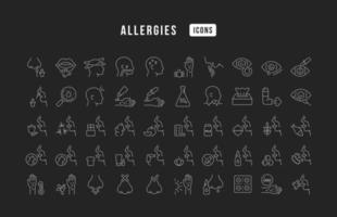 conjunto de ícones lineares de alergias vetor