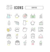 conjunto de ícones lineares de café vetor