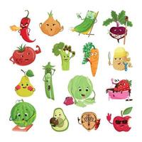 ilustração em quadrinhos com frutas e legumes
