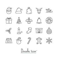 Doodle conjunto de ícones de Natal vetor