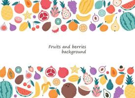 fundo de frutas e bagas. nutrição orgânica natural. alimentos saudáveis, produtos dietéticos vetor