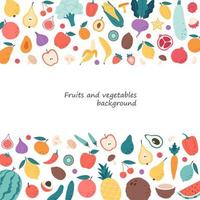 fundo de legumes, frutas, bagas e cogumelos. nutrição orgânica natural. comida saudável vetor