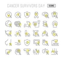 ícones de linha vetorial do dia dos sobreviventes de câncer vetor