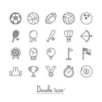 Doodle conjunto de ícones de esportes vetor
