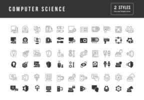 conjunto de ícones simples de ciência da computação vetor