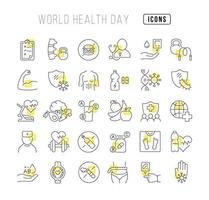 ícones de linha vetorial do dia mundial da saúde vetor