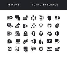 conjunto de ícones simples de ciência da computação vetor