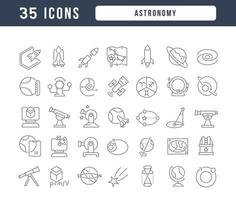 conjunto de ícones lineares de astronomia vetor