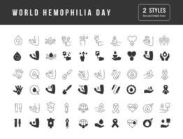 vetor ícones simples do dia mundial da hemofilia