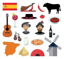 conjunto de ilustrações associativas espanholas vetor