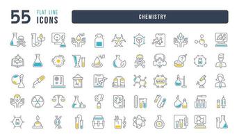 conjunto de ícones lineares de química vetor