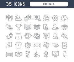 conjunto de ícones lineares de futebol vetor