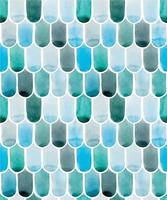 padrão sem emenda em aquarela com elementos abstratos de repetição. telhas azuis, escamas de peixe