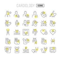 conjunto de ícones lineares de cardiologia vetor