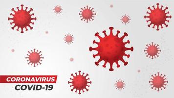 cartaz com elementos de coronavírus vermelho na cinza