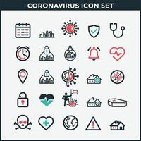 conjunto de ícones coloridos de coronavírus