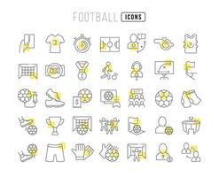 conjunto de ícones lineares de futebol vetor