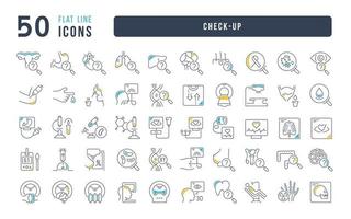 conjunto de ícones lineares de check-up vetor