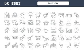 conjunto de ícones lineares de odontologia vetor