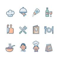 conjunto de ícone de cozinha do chef vetor