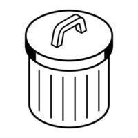 ícone de caixote do lixo em design de linha. vetor