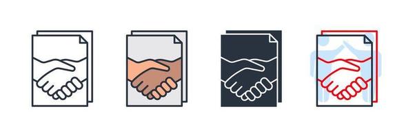 contrato ícone logotipo ilustração vetorial. modelo de símbolo de aperto de mão de contrato comercial para coleção de design gráfico e web vetor