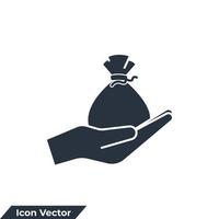 dinheiro saco ícone logotipo ilustração vetorial. modelo de símbolo de finanças para coleção de design gráfico e web vetor