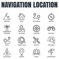 conjunto de ilustração em vetor logotipo do ícone de localização de navegação. modelo de símbolo de pacote de localização. casa, pinpoint, sinal de direção, bússola e muito mais para coleção de design gráfico e web