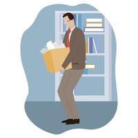 design de personagem de desenho animado homem de escritório masculino em caixa de transporte de terno de negócios vetor