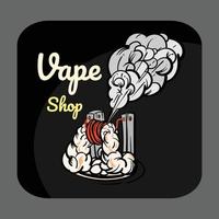 modelo de pôster vetorial para vaping shop ou clube. ilustração eletrônica de cigarro e vaporizador vape vetor