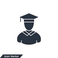ilustração em vetor logotipo ícone educação. pessoas com modelo de símbolo de boné de formatura para coleção de design gráfico e web