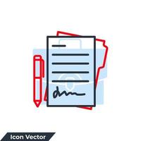 contrato ícone logotipo ilustração vetorial. modelo de símbolo de documento para coleção de design gráfico e web vetor
