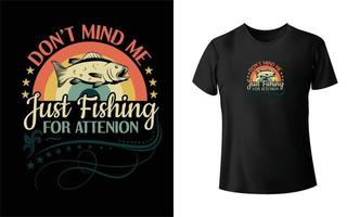 design de camiseta de pesca vetor