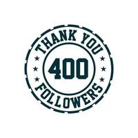 obrigado celebração de 400 seguidores, cartão de felicitações para seguidores de mídia social. vetor