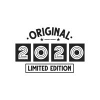 nascido em 2020 aniversário retro vintage, edição limitada original 2020 vetor