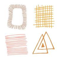 conjunto de formas abstratas da moda para design de redes sociais, colagens, cartazes, cartões postais, padrões, banners publicitários. ilustrações em estilo de doodle, boho, desenho de mão vetor