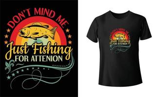 design de camiseta de pesca vetor