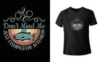 design de camiseta de pesca vetor