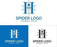 modelo de vetor de design de logotipo de teia de aranha letra r