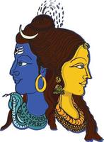 lord shiva e parvati juntos elemento de design de cartão de casamento hindu vetor