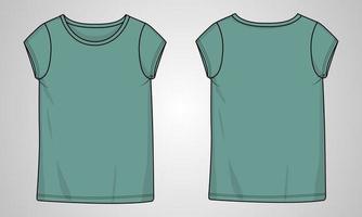 camiseta de manga curta tops modelo de ilustração vetorial de flats de moda técnica para senhoras vetor