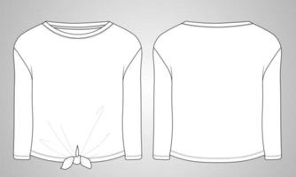 modelo de ilustração vetorial de tops de camiseta de manga longa para senhoras vetor