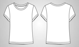 camiseta de manga curta tops modelo de ilustração vetorial de flats de moda técnica para senhoras vetor