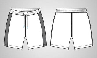 calções calças modelo de ilustração vetorial de desenho plano de moda técnica