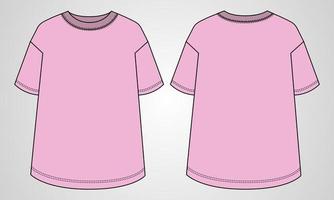 camiseta de manga curta tops modelo de ilustração vetorial de flats de moda técnica para senhoras vetor