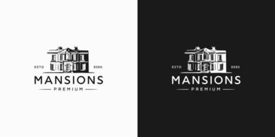 logotipo vintage de hipster de mansão vetor