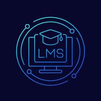 lms, ícone de linha fina do sistema de gerenciamento de aprendizado vetor