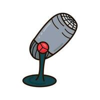podcast de microfone de doodle vetorial vetor