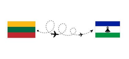 voo e viagem da Lituânia para o Lesoto pelo conceito de viagem de avião de passageiros vetor
